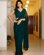 Inayaat green sequin stitched saree