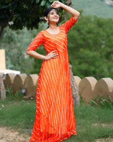 Pearl Orange Lehariya Dress