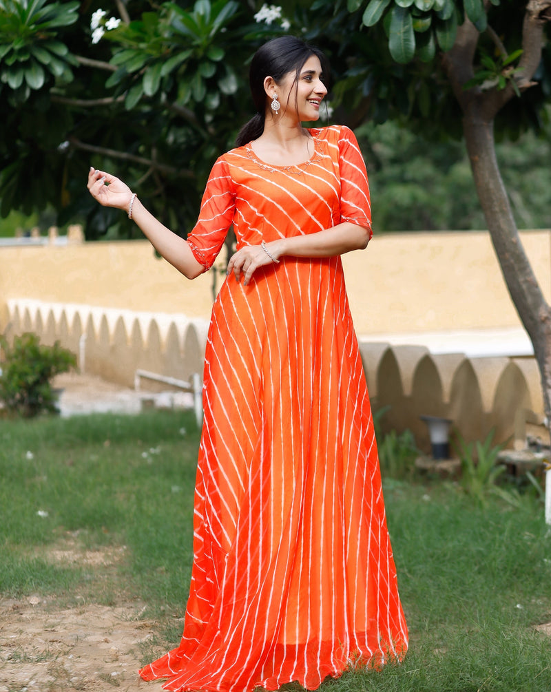 Orange Gown – Vedhika Fashion Studio
