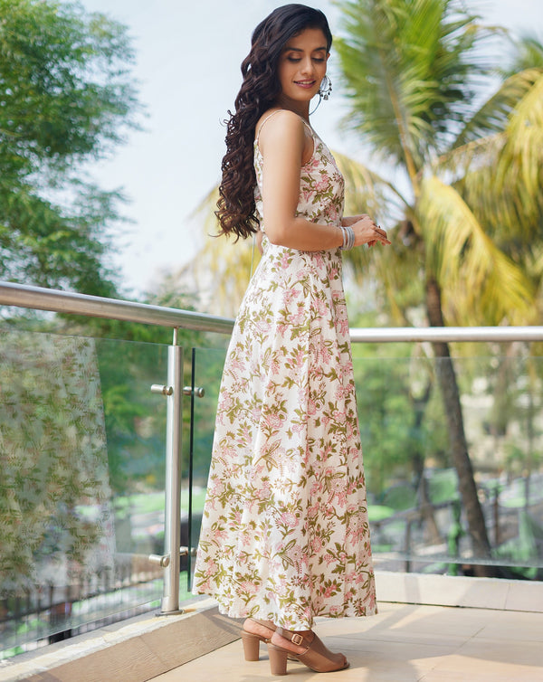 White Floral Cotton Dress