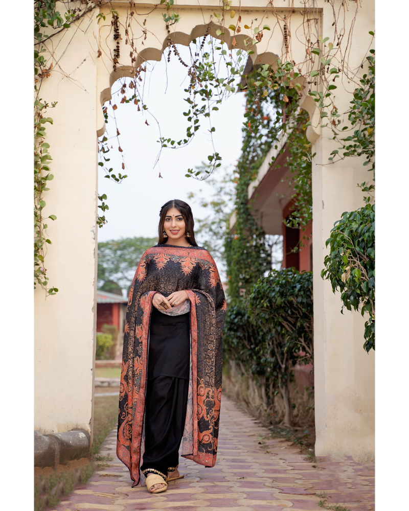 Black high neck patiyala suit set