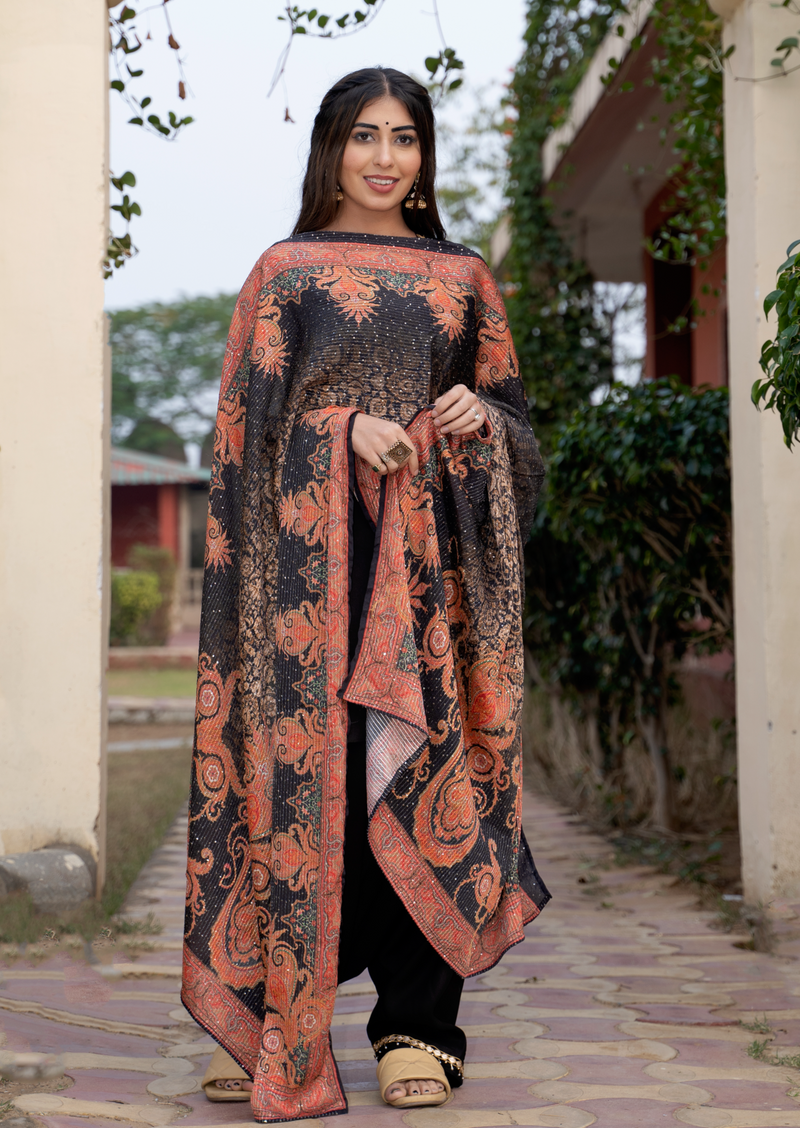 Black high neck patiyala suit set