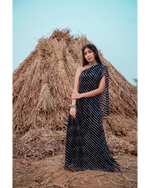 Embellished black one shoulder long dress