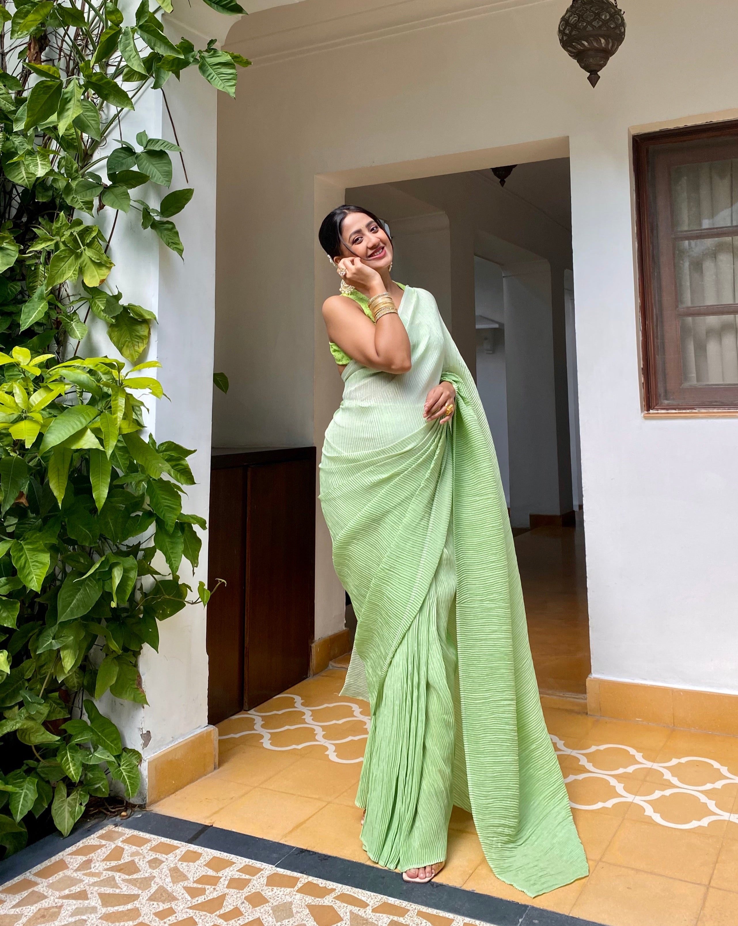 Shyla Green Crush Saree