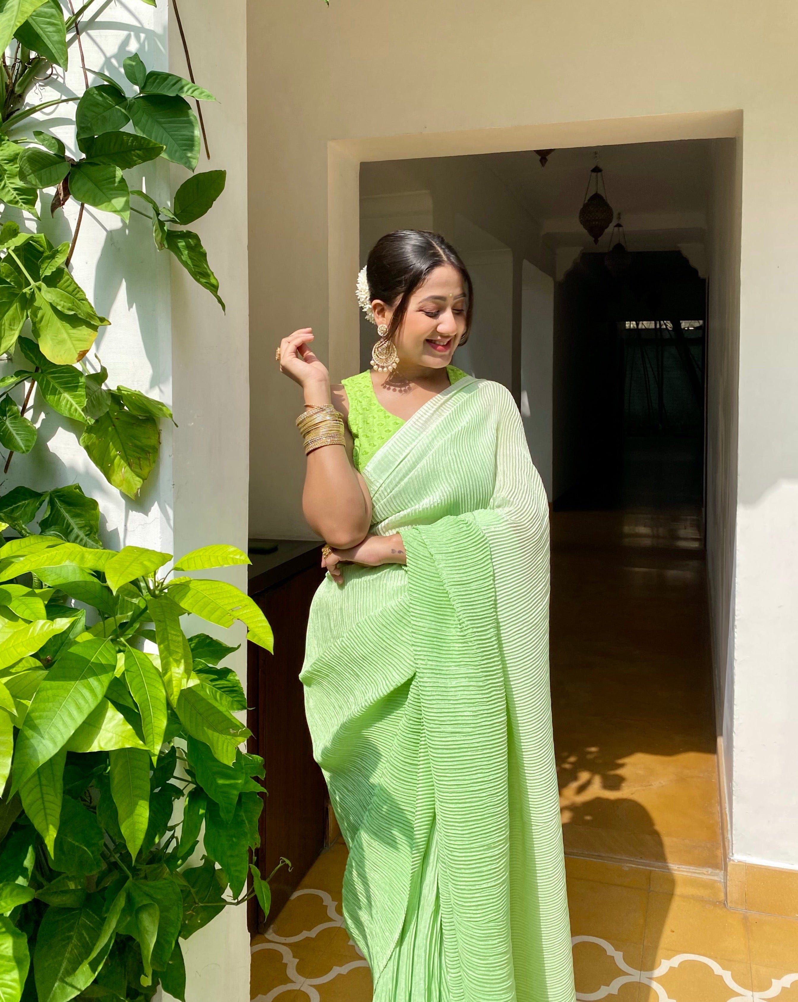 Shyla Green Crush Saree