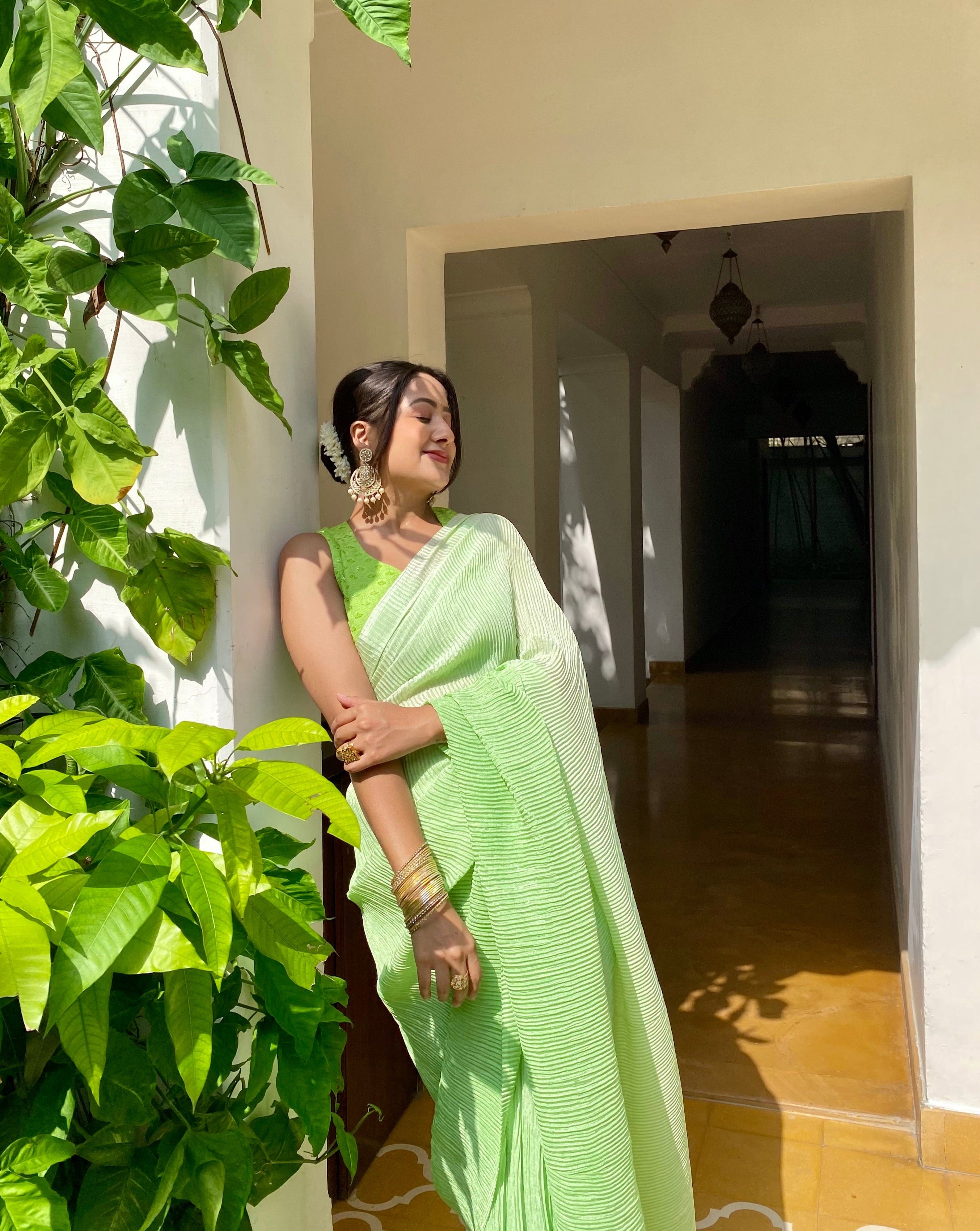 Shyla Green Crush Saree