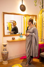 Metallic black tulip pant saree