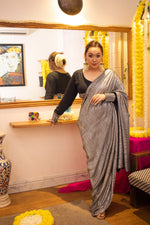 Metallic black tulip pant saree