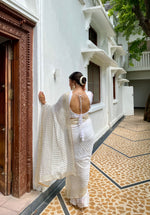 Sand White Golden Saree