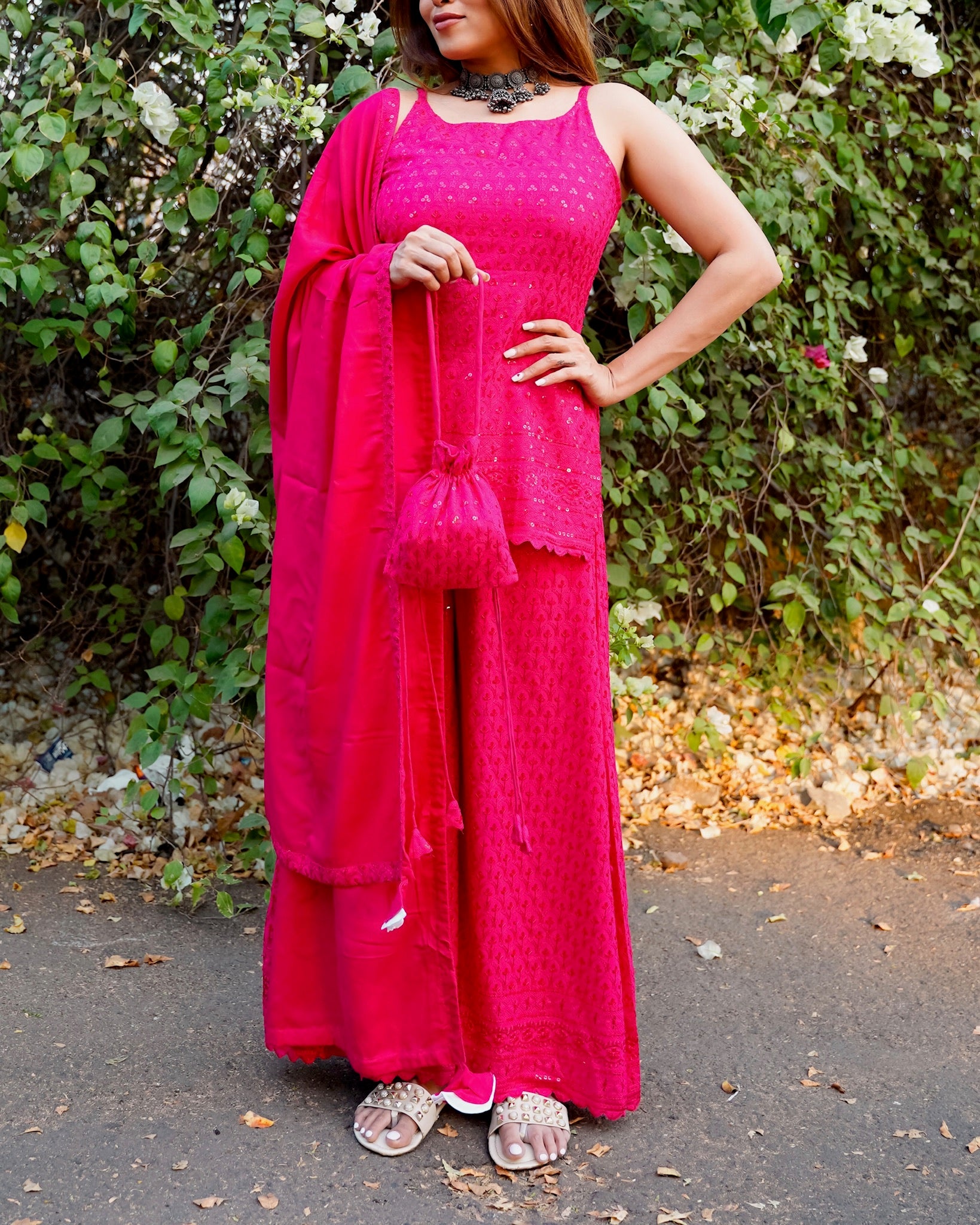 Gulabo Pink Chikankari suit