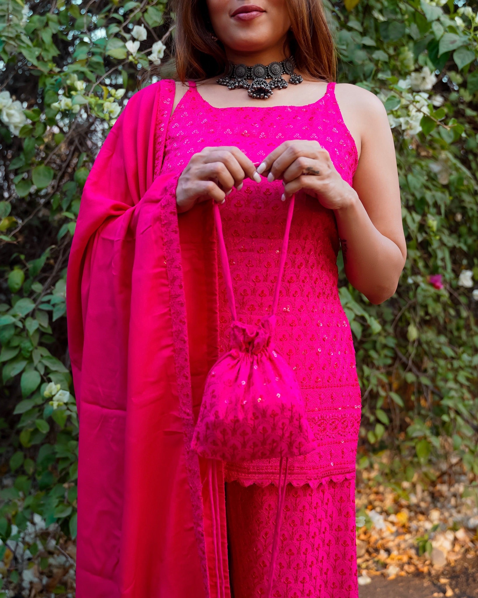 Gulabo Pink Chikankari suit