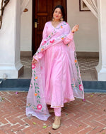 Uma Pink Gotta Anarkali Suit Set