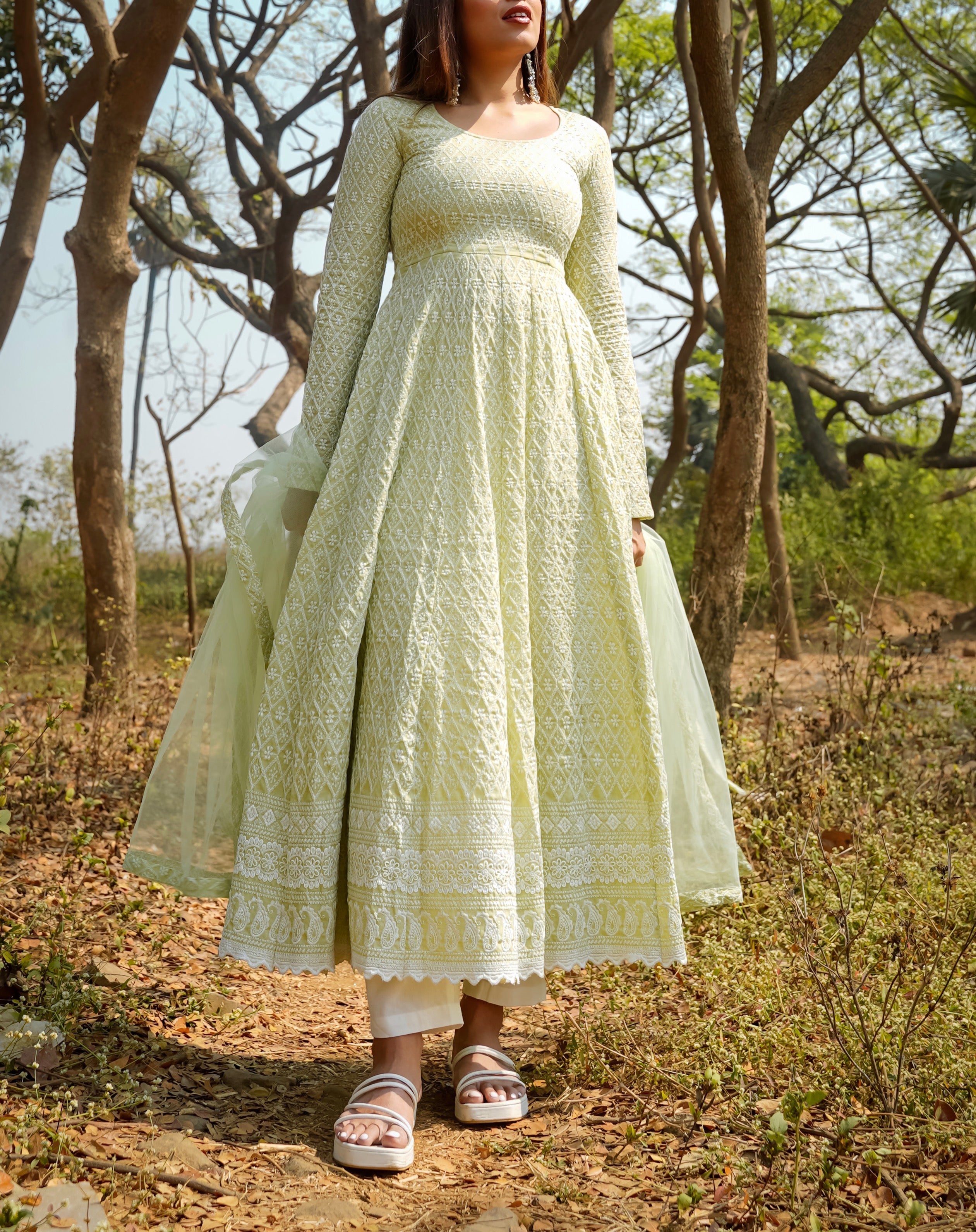 Pista Green Chikankari Suit Set