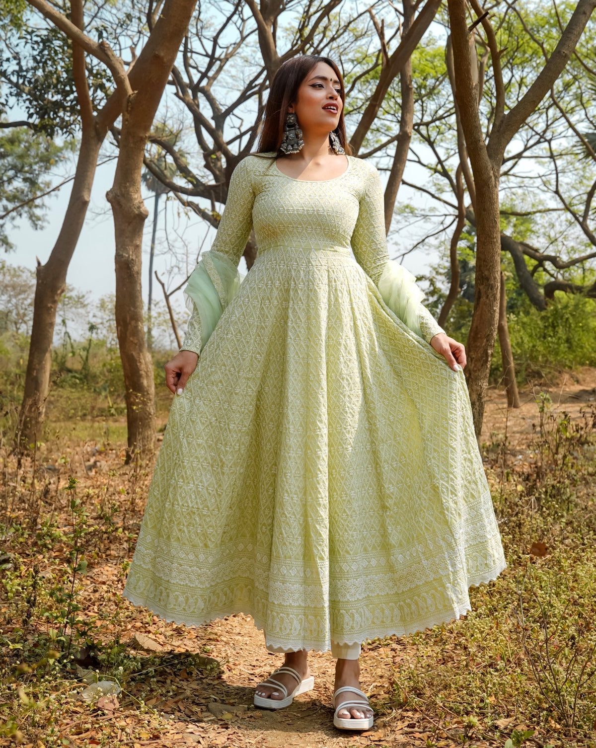 Pista Green Chikankari Suit Set