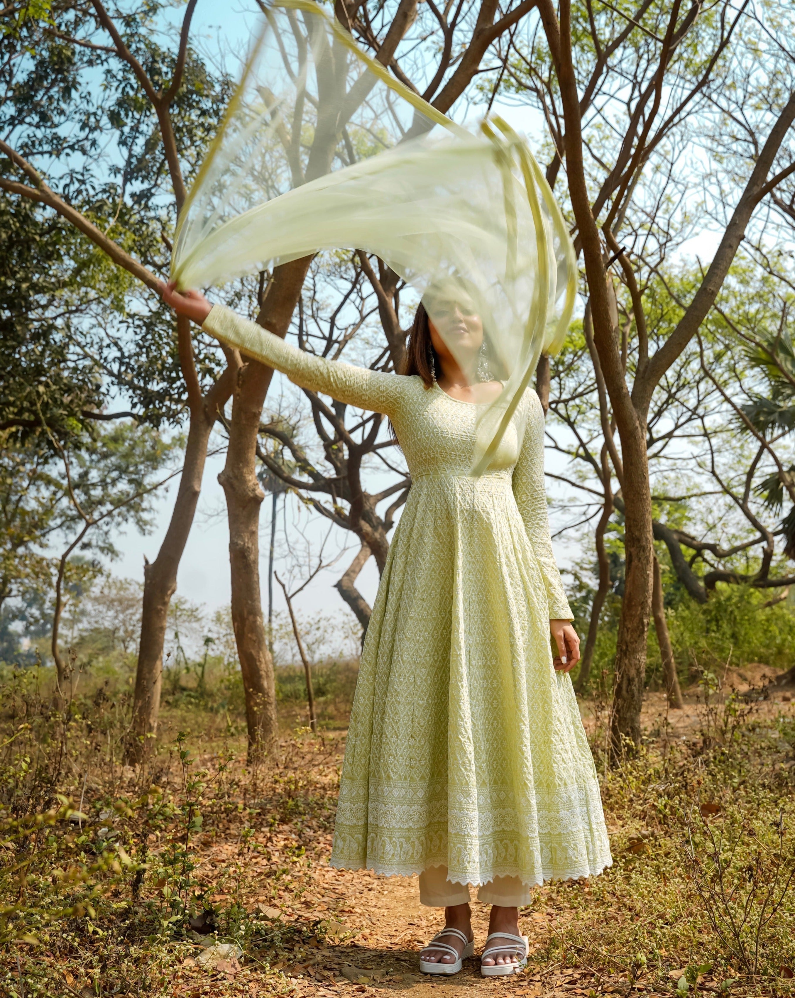 Pista Green Chikankari Suit Set