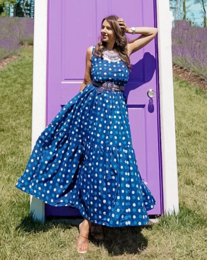 Yale Blue Polka Dot Dress