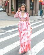 Maya White Orange Crop Top & Skirt