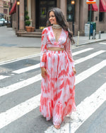 Maya White Orange Crop Top & Skirt