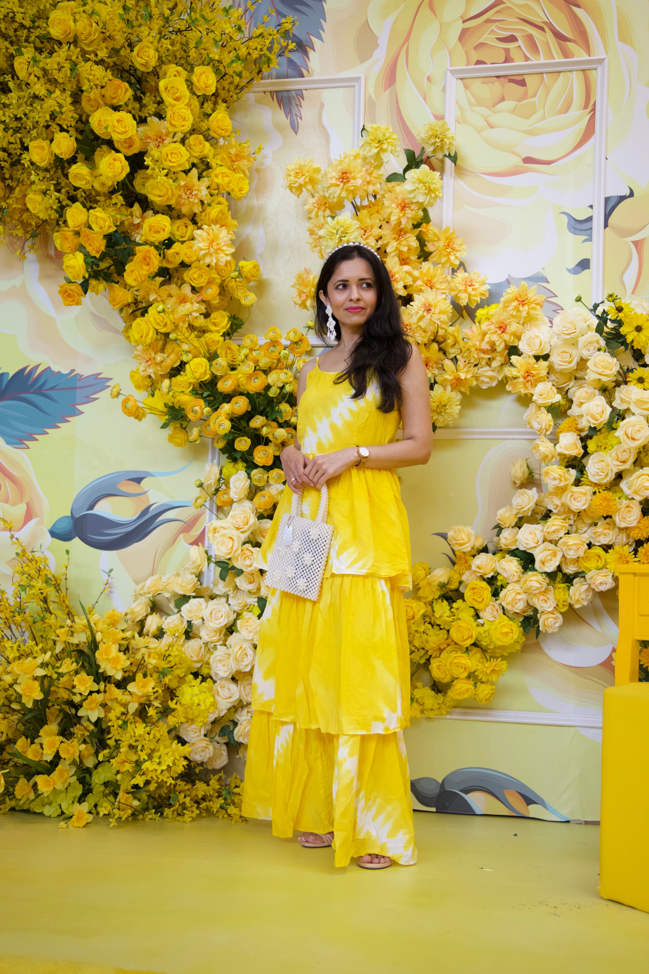 Yellow Shibori Tie Dye Dress