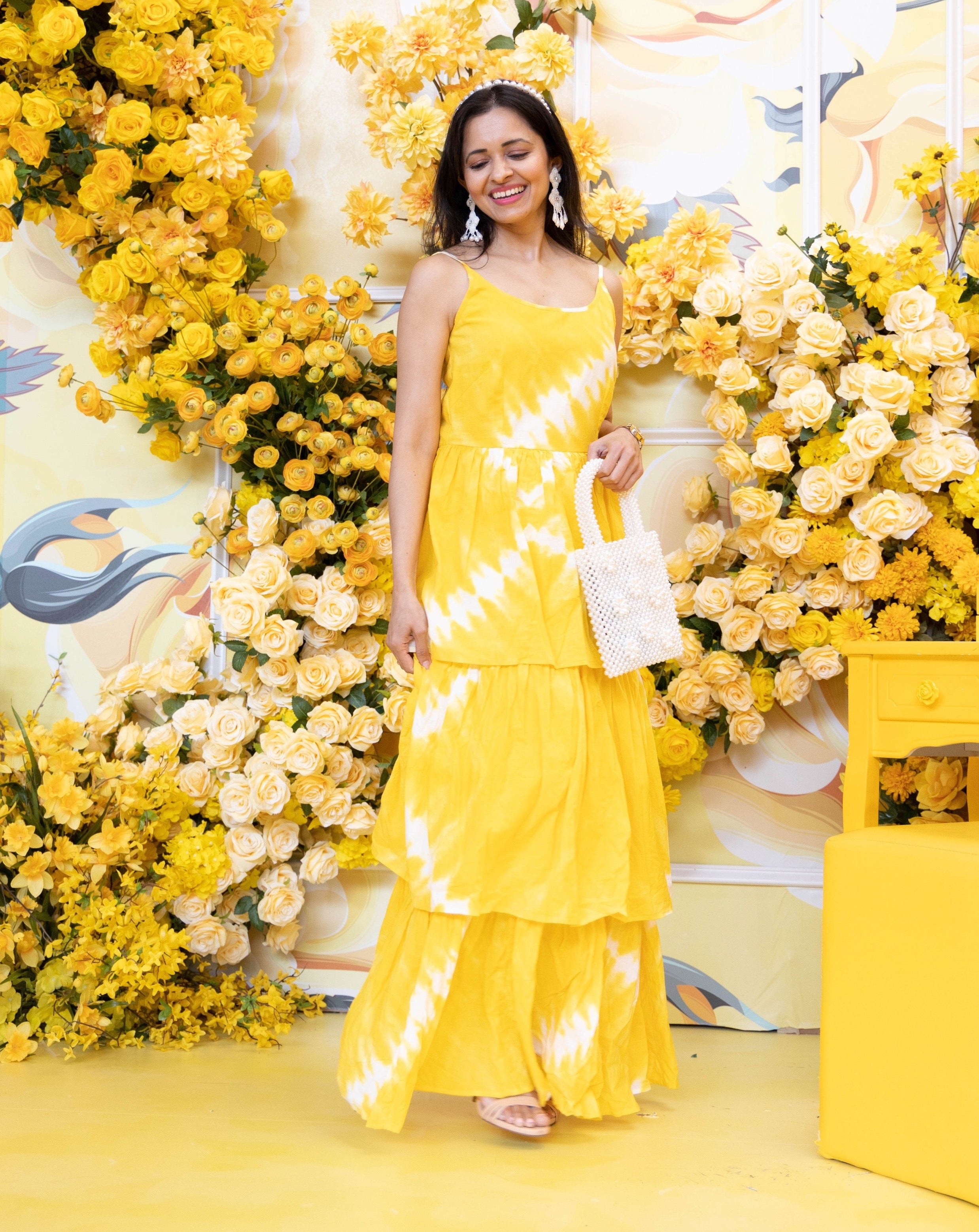 Yellow Shibori Tie Dye Dress