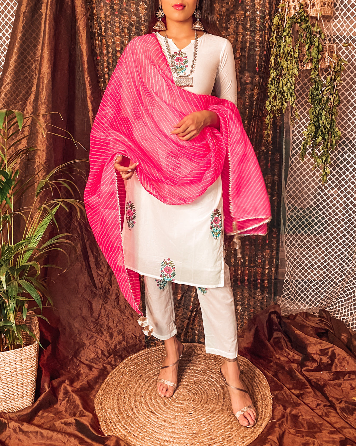 Cotton white suit set