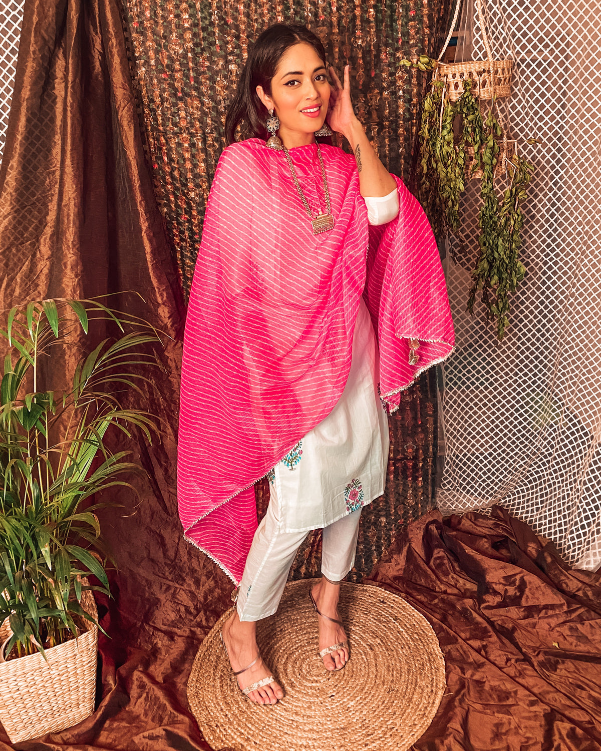 Cotton white suit set