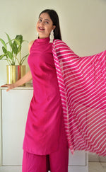 Wine High Neck Suit Set