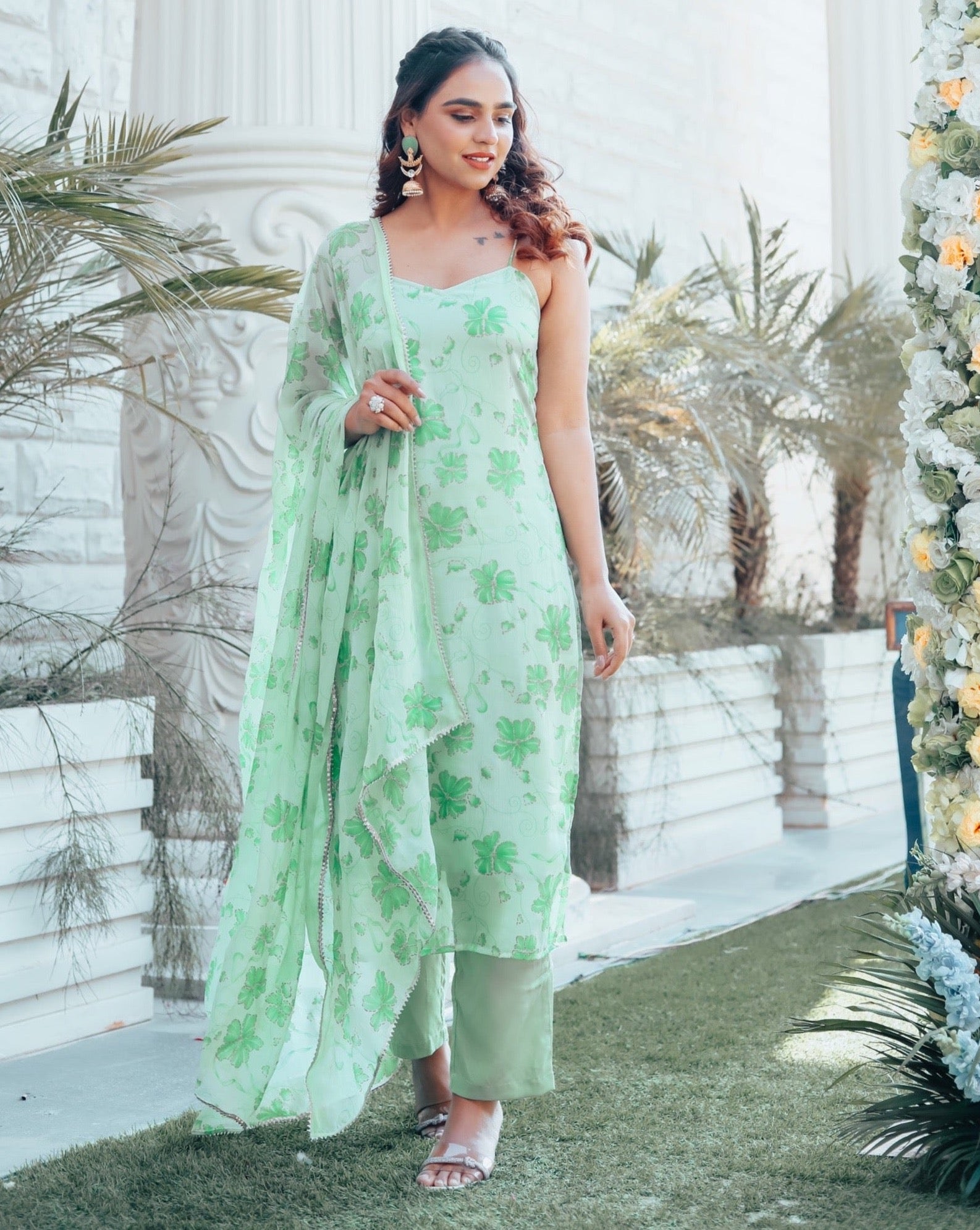 Surat Green Floral Suit Set