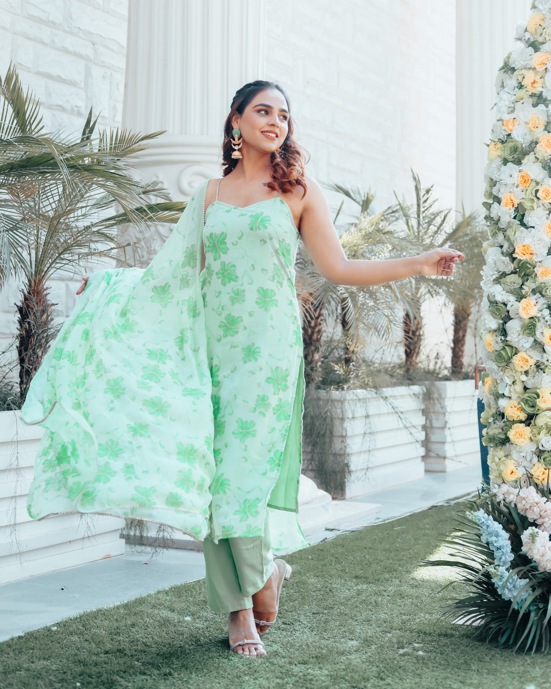 Surat Green Floral Suit Set