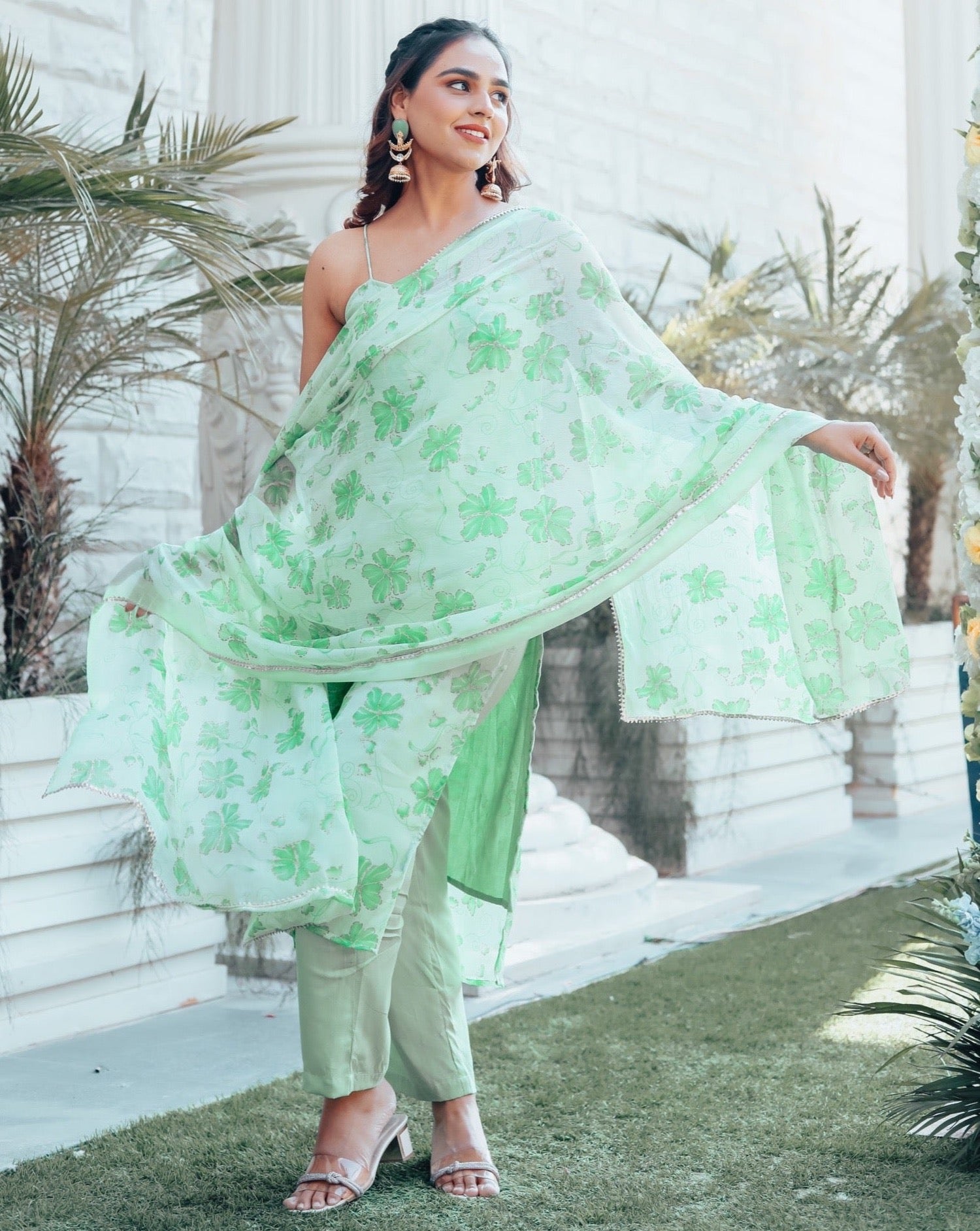 Surat Green Floral Suit Set