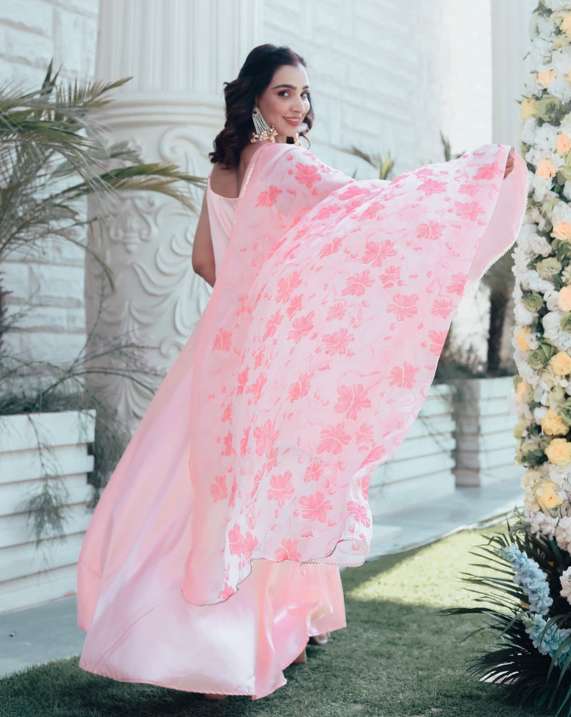 Sophia Peach Silk Suit Set