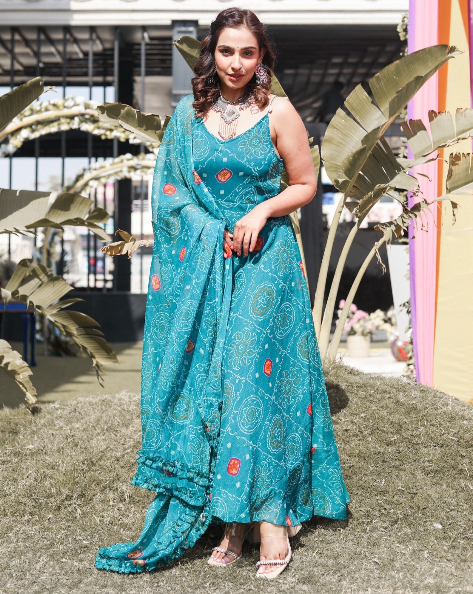 Aasmani Blue Bandhej Suit Set