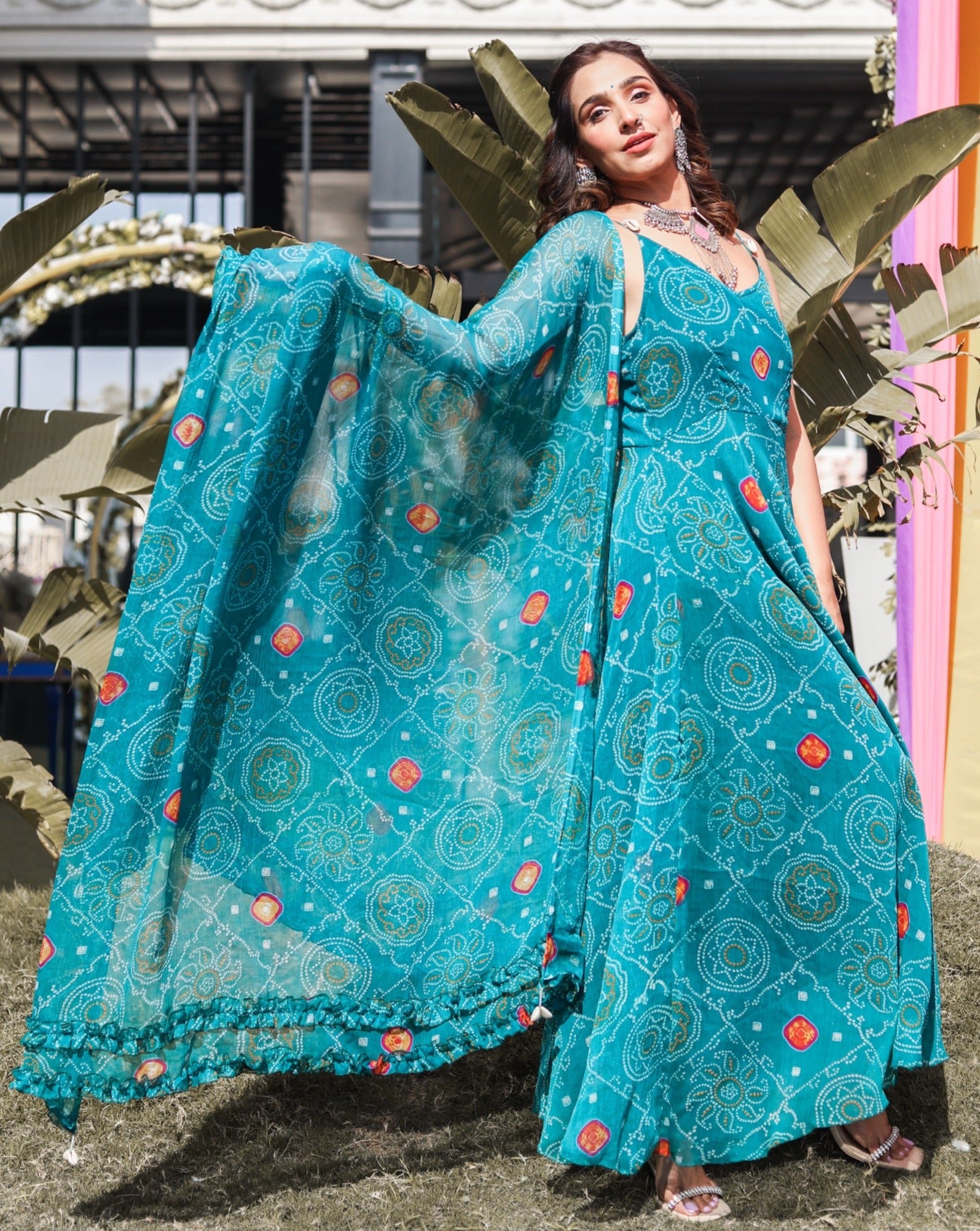 Aasmani Blue Bandhej Suit Set