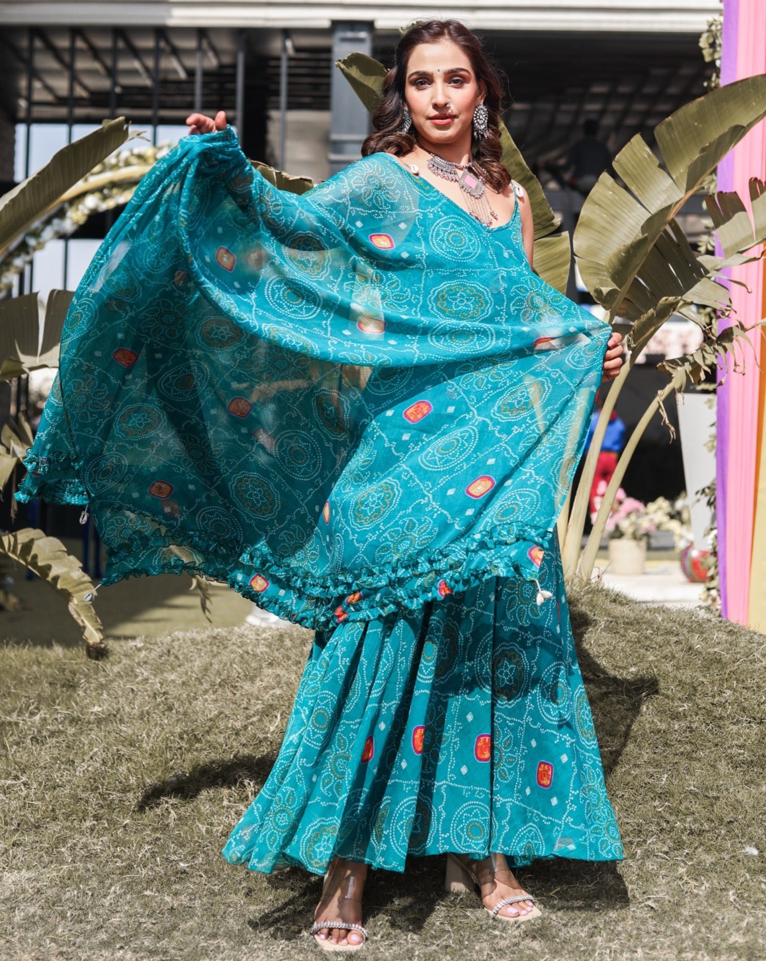 Aasmani Blue Bandhej Suit Set