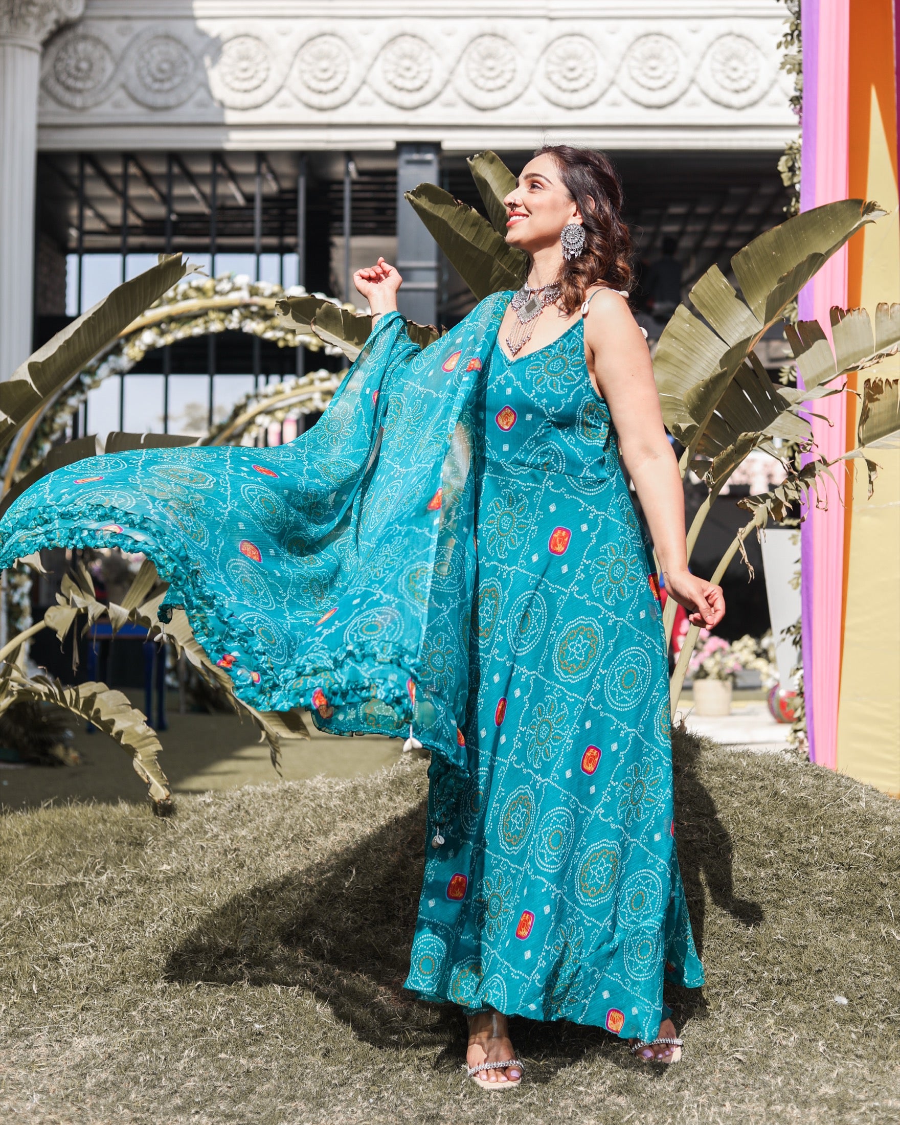 Aasmani Blue Bandhej Suit Set