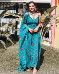 Aasmani Blue Bandhej Suit Set