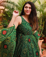Garden Green Bandhej Dress With Dupatta