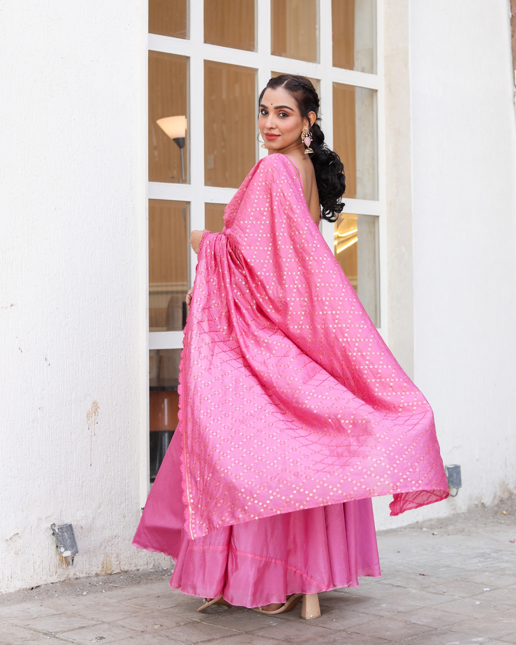 Bauhinia Pink Lehanga With Blouse attached Dupatta