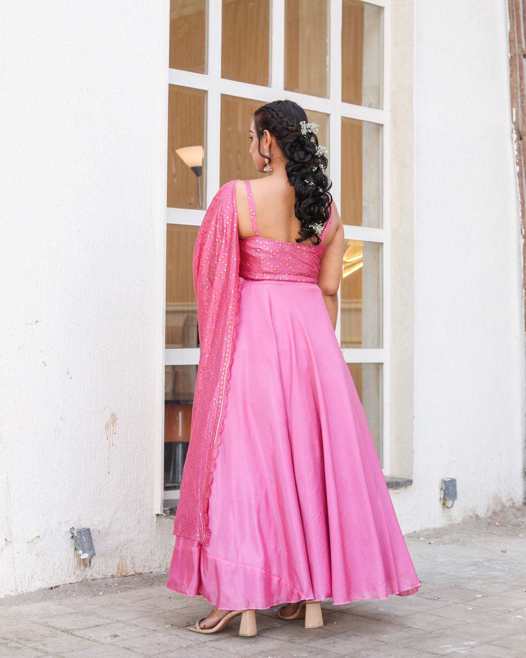 Bauhinia Pink Lehanga With Blouse attached Dupatta