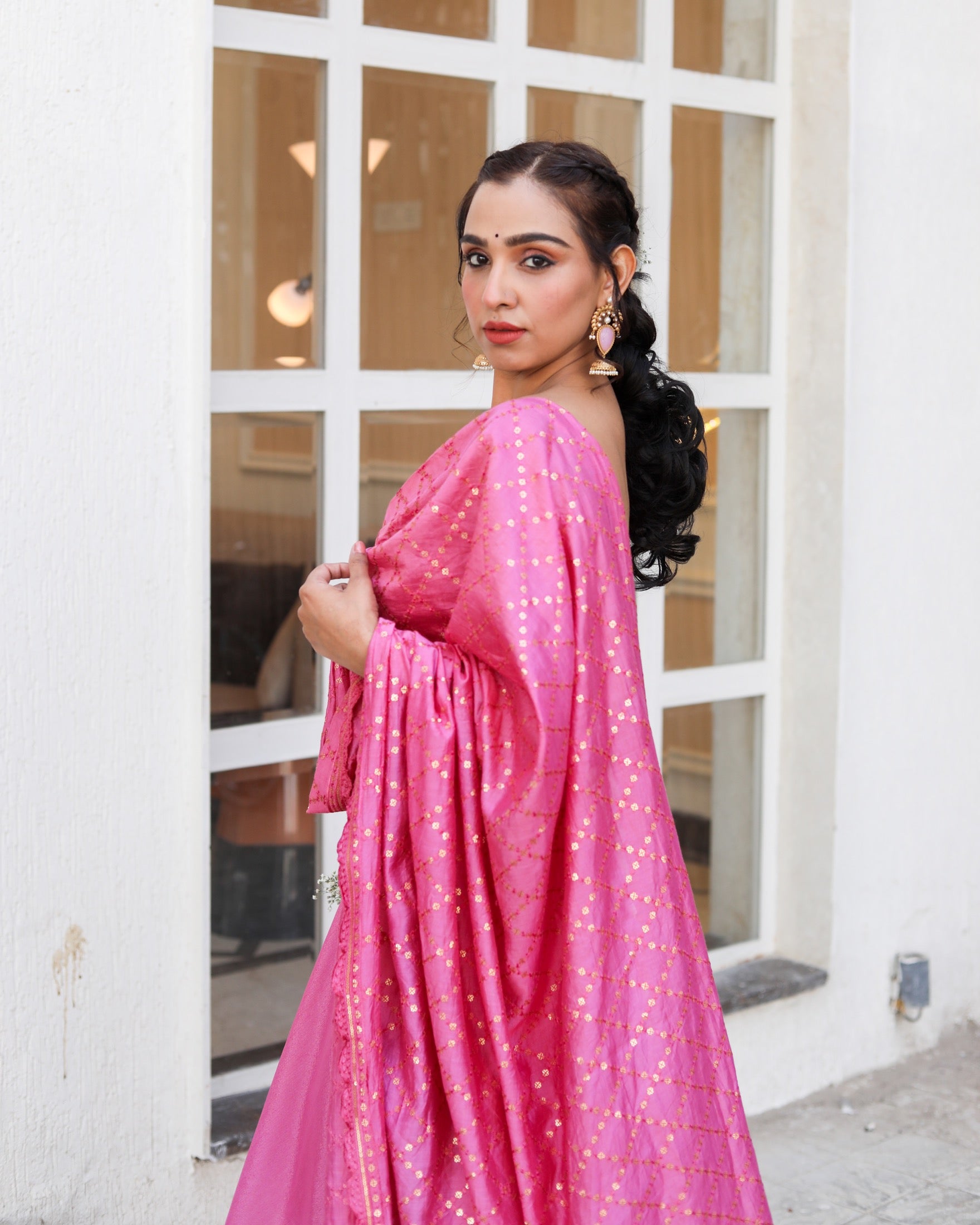 Bauhinia Pink Lehanga With Blouse attached Dupatta