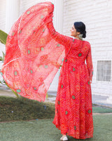 Aria Red Bandhani Suit Set
