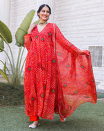 Aria Red Bandhani Suit Set