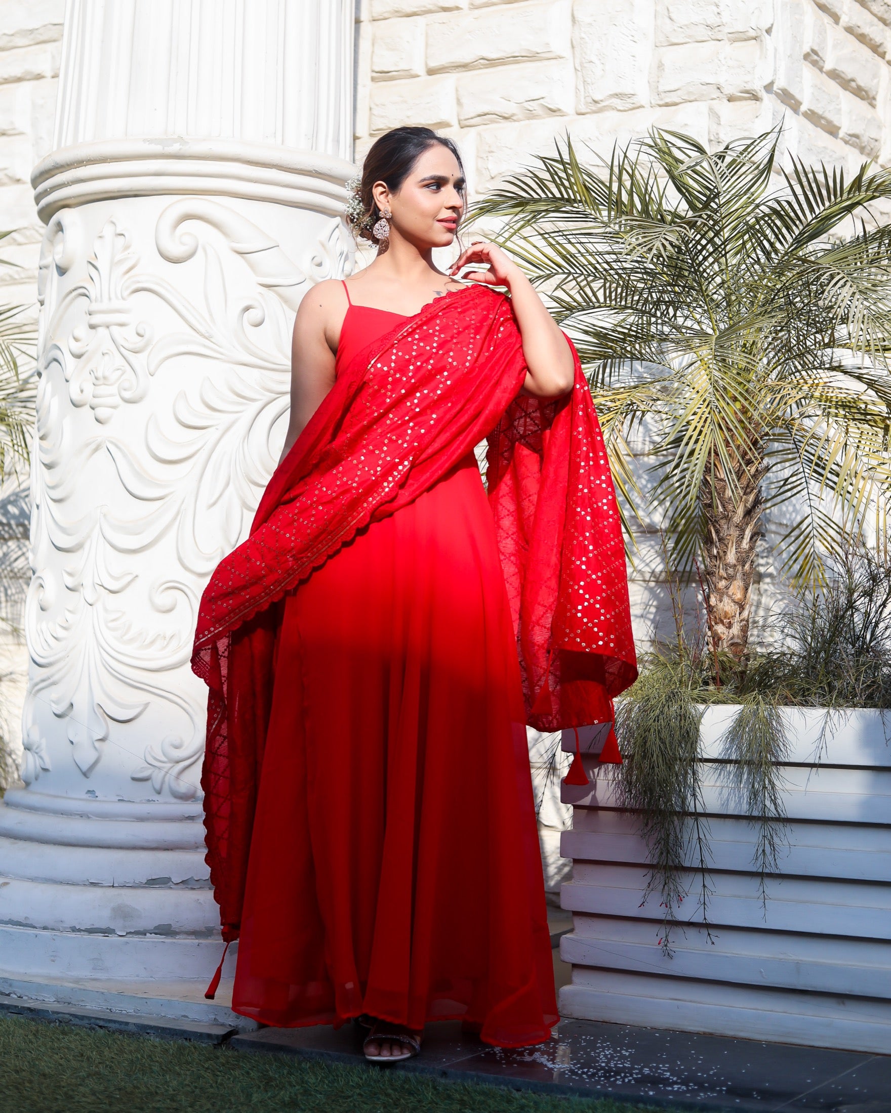 Rose Red Silk Suit Set