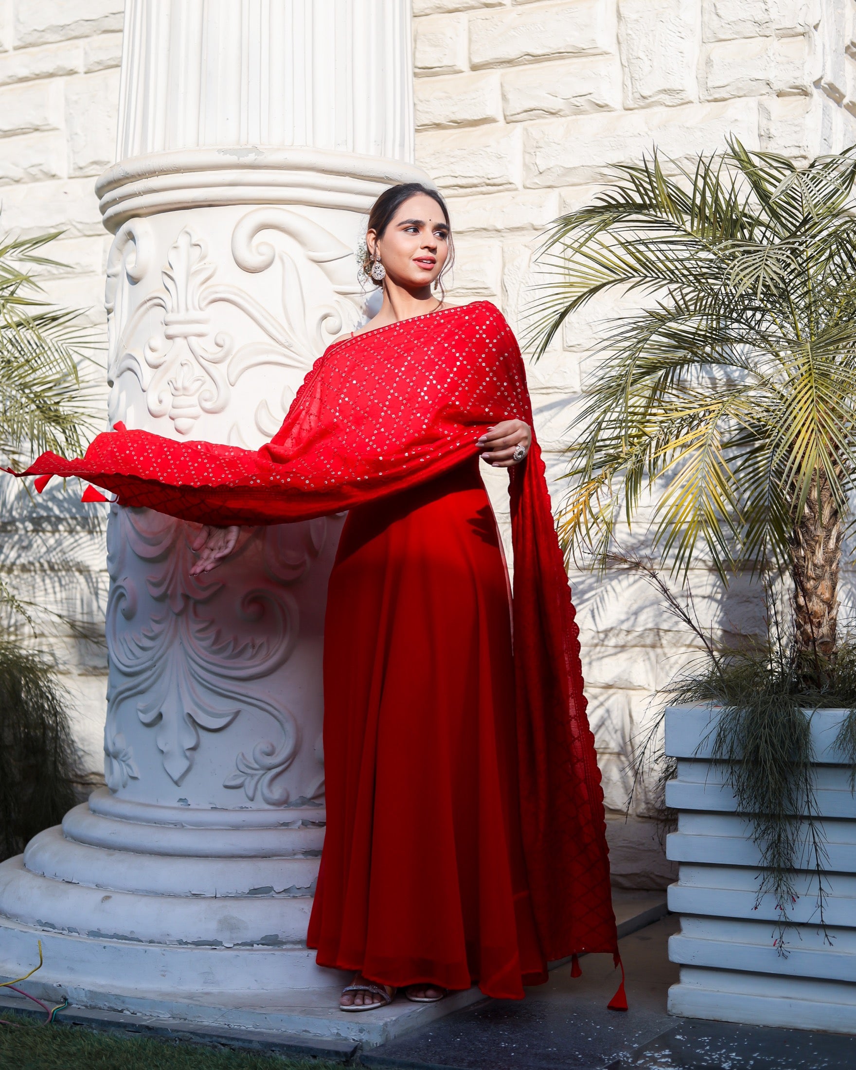 Rose Red Silk Suit Set