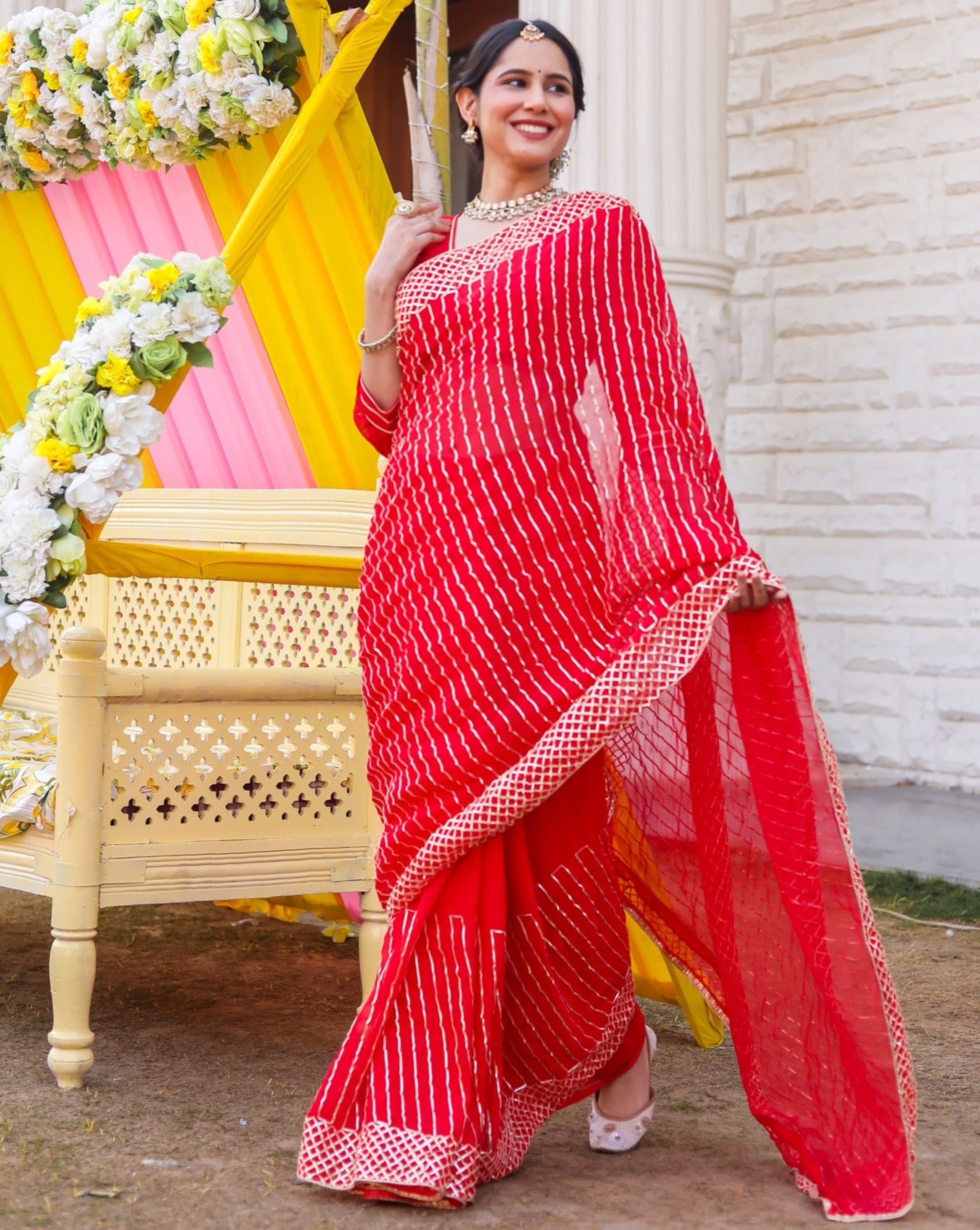 Eliza Red Gotta Work Saree