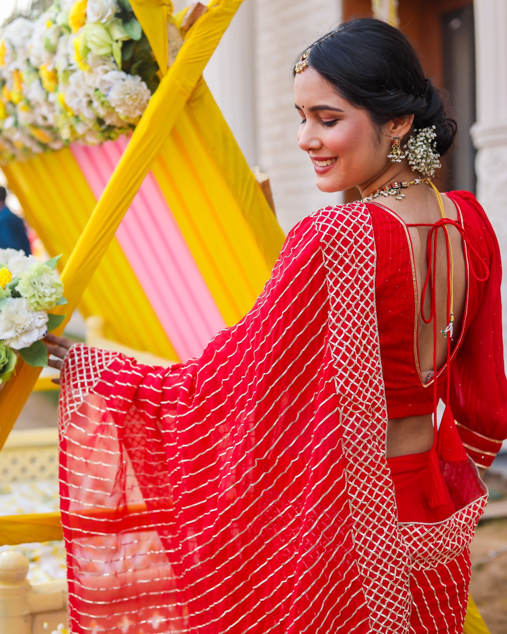 Eliza Red Gotta Work Saree