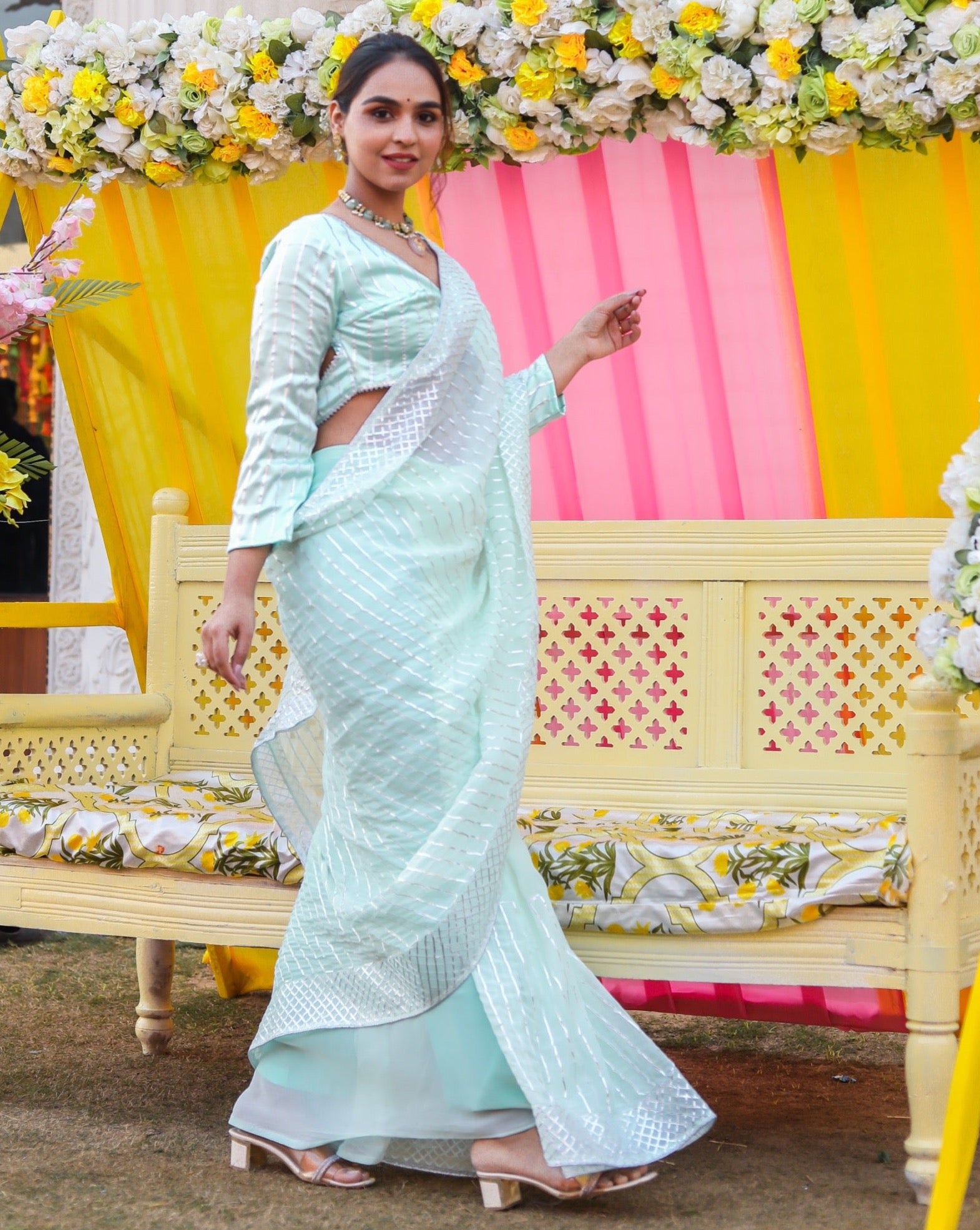 Sara Mint Blue Gotta Work Saree