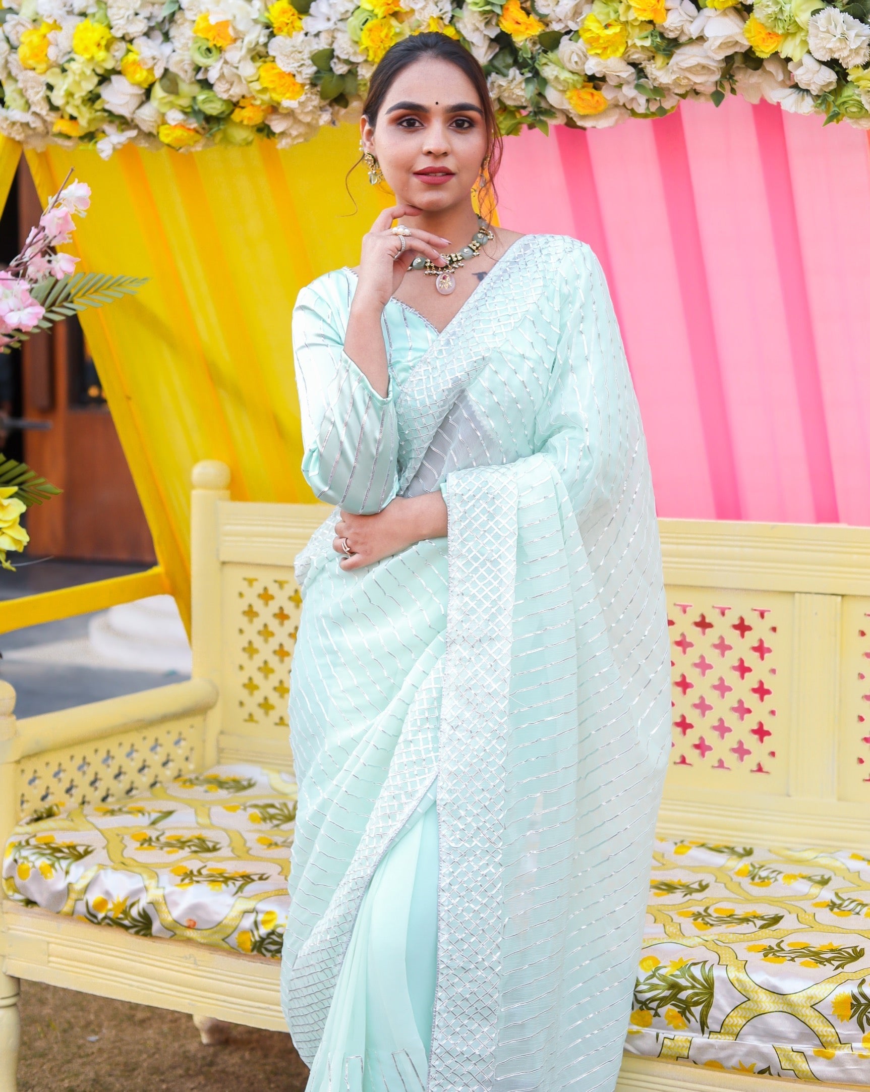 Sara Mint Blue Gotta Work Saree