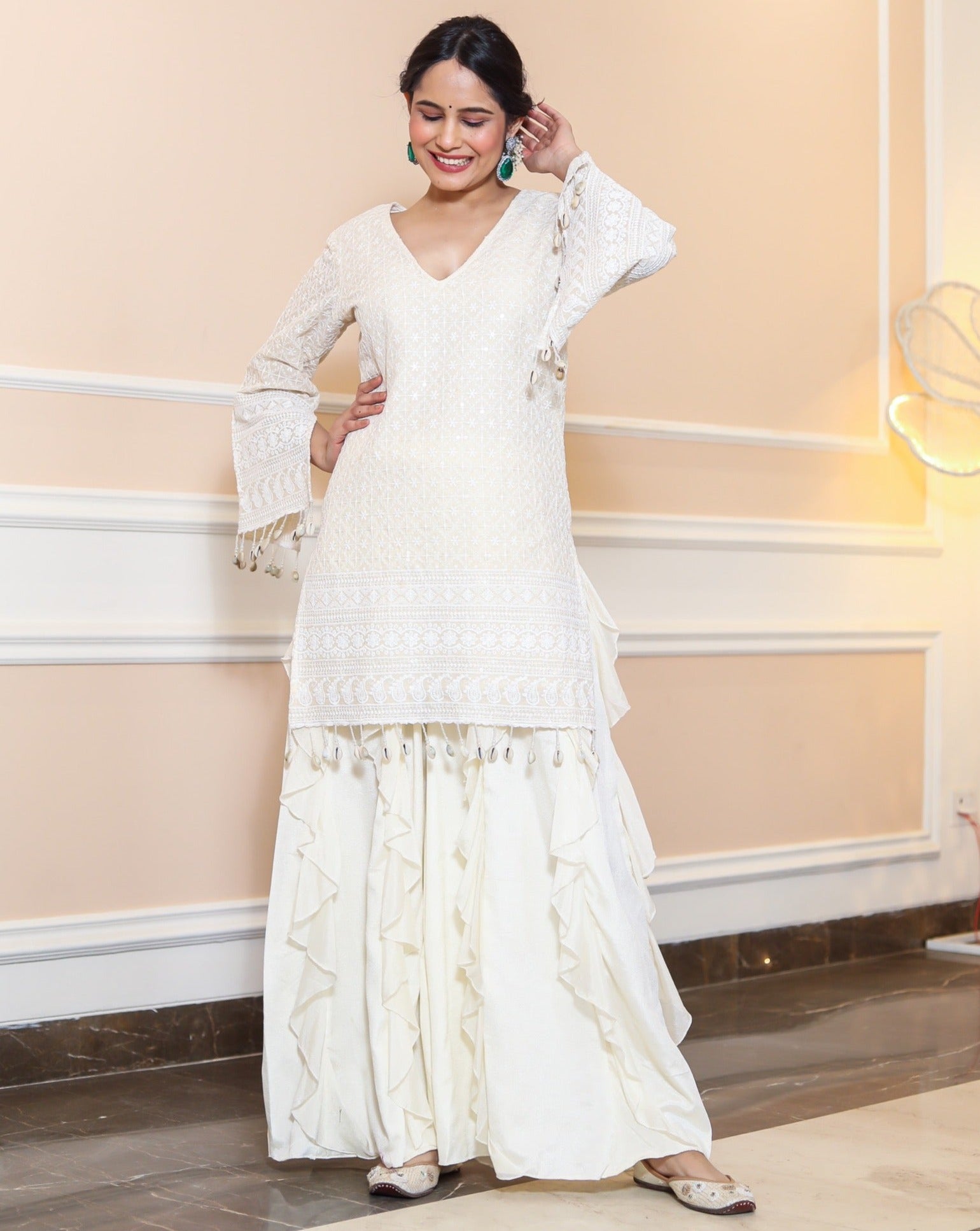 Chandani White Chikankari Sharara Set