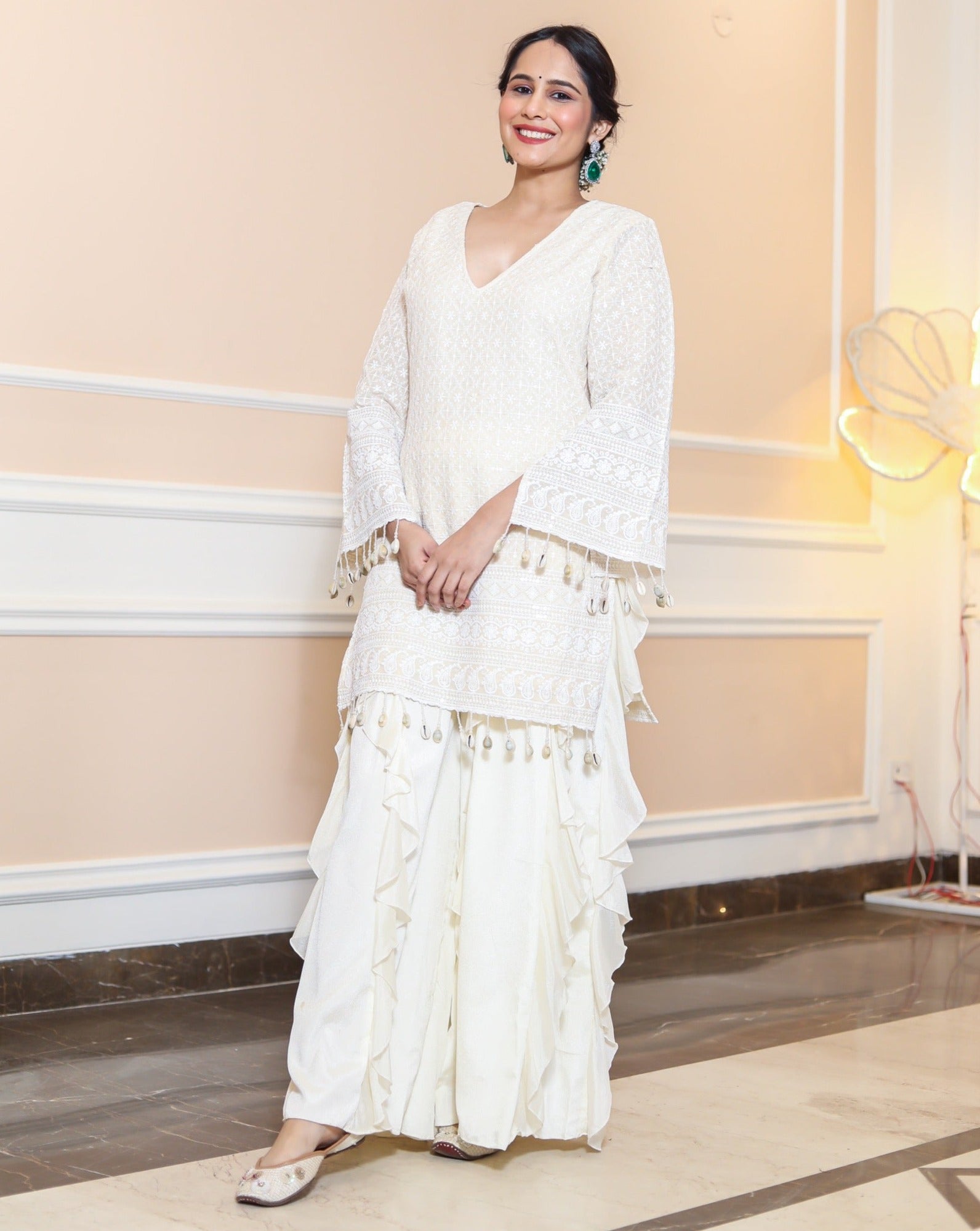 Chandani White Chikankari Sharara Set